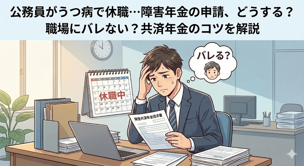 公務員がうつ病で休職・・・障害年金の申請、どうする？職場にバレない？共済年金のコツを解説
