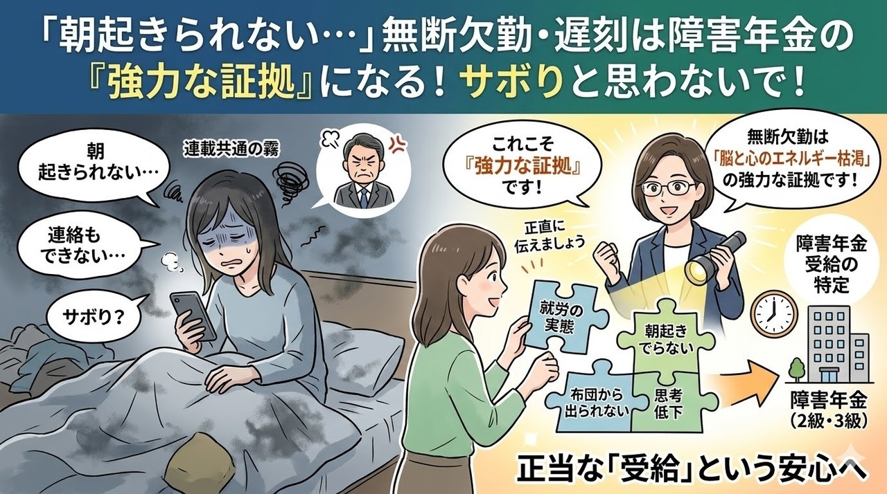 朝起きられない…うつ病による「無断欠勤・遅刻」は障害年金でどう評価される？