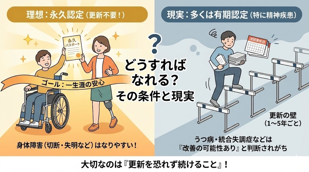 障害年金の「永久認定」はどうすればもらえる？精神疾患でも更新不要になる条件と現実