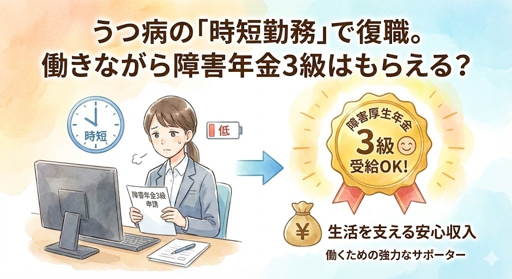 うつ病の「時短勤務」で復職。働きながら障害年金3級はもらえる？