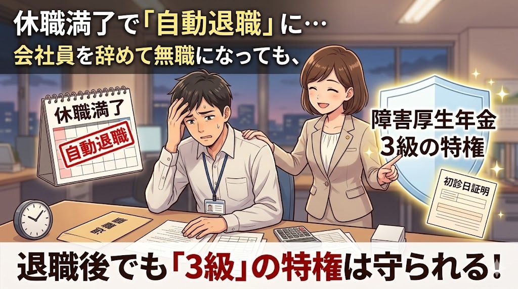 休職満了で「自動退職」に…。会社員を辞めて無職になっても障害厚生年金「3級」の特権は守られる？