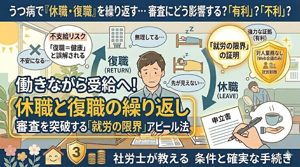 「休職と復職を繰り返す」うつ病は審査で有利？不利？申立書で伝えるべき「就労の限界」