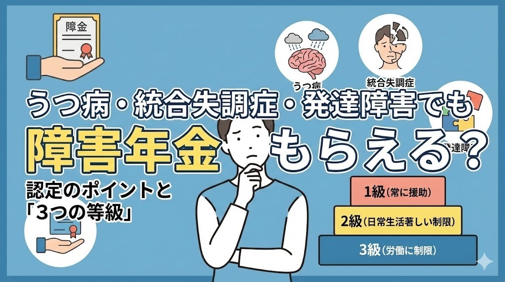 うつ病・統合失調症・発達障害でも障害年金はもらえる？