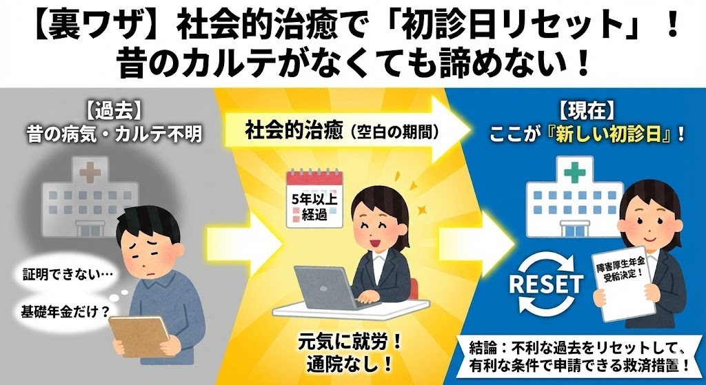 【裏ワザ】社会的治癒で「初診日リセット」！昔のカルテがなくても諦めない！