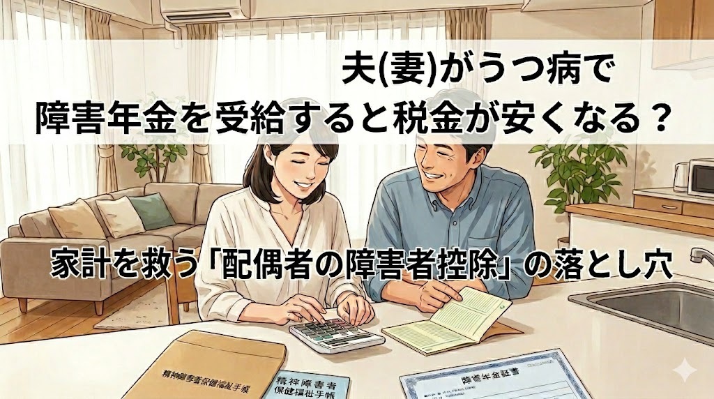 夫(妻)がうつ病で障害年金を受給すると税金が安くなる？家計を救う「配偶者の障害者控除」の落とし穴