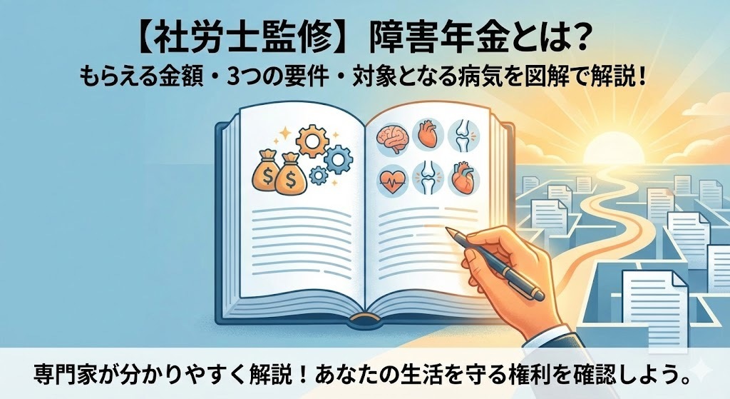 【社労士監修】障害年金とは？‗もらえる金額・3つの要件・対象となる病気を図解で解説！