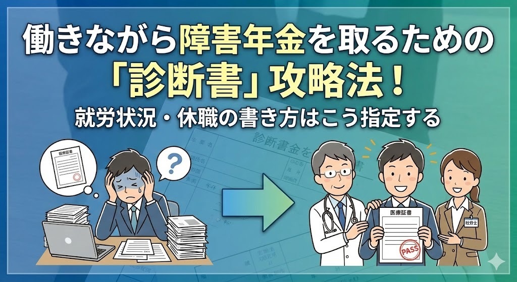 働きながら障害年金を取るための「診断書」攻略法！
