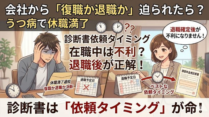 会社から「復職か退職か」迫られたら？うつ病で休職満了を迎える時の「障害年金の診断書」の依頼タイミング