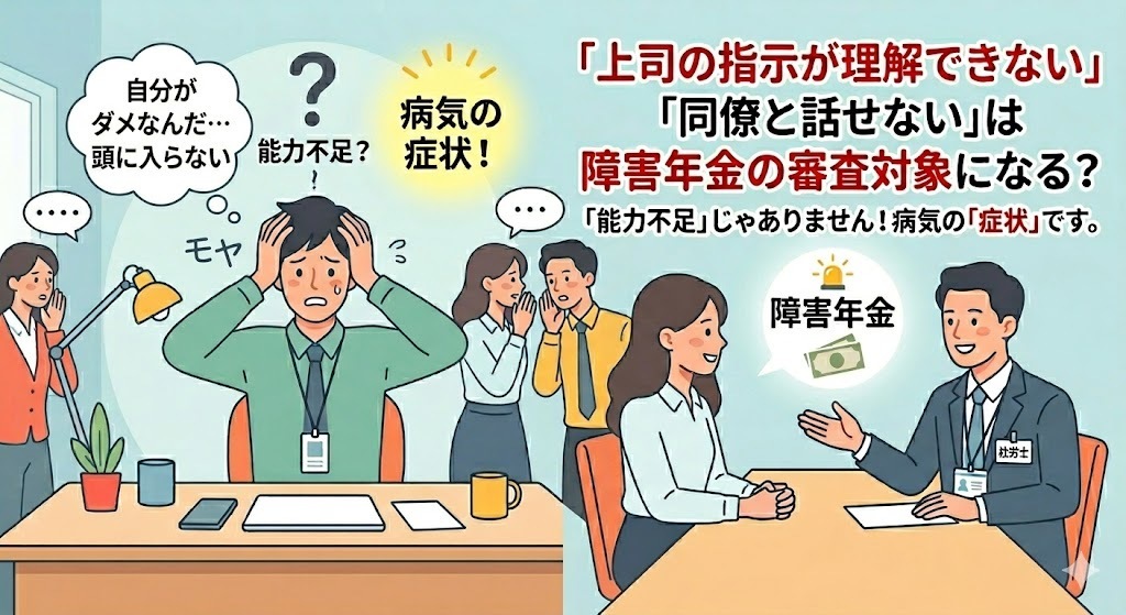 「上司の指示が理解できない」「同僚と話せない」は障害年金の審査対象になる？