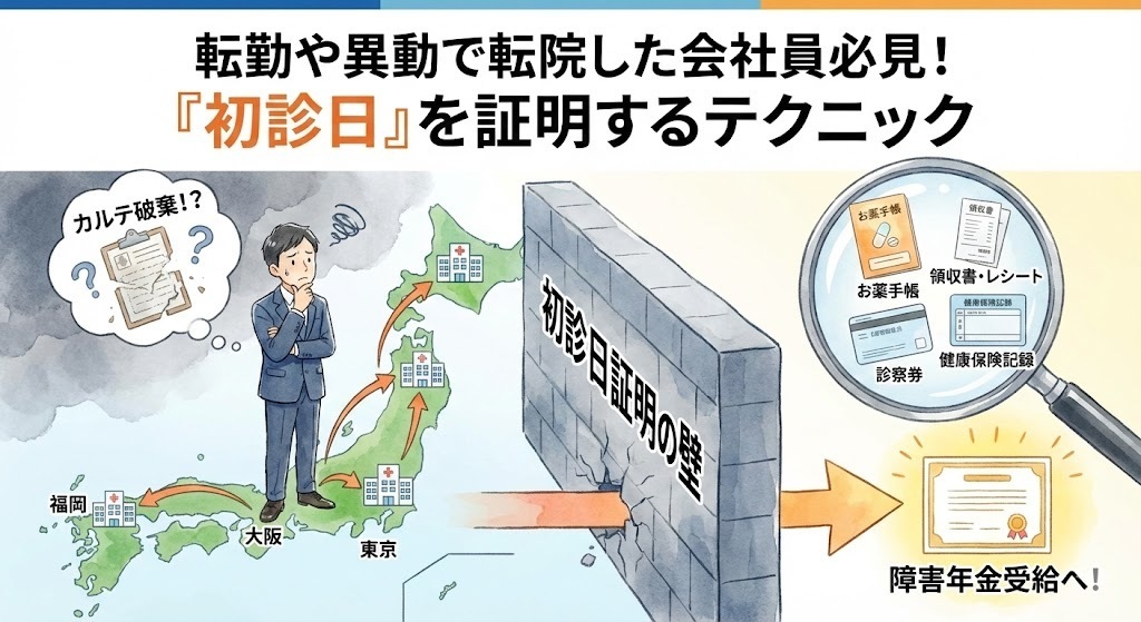 転勤や異動で転院した会社員必見！「初診日」を証明するテクニック