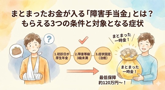 まとまったお金が入る「障害手当金」とは？もらえる3つの条件と対象となる症状