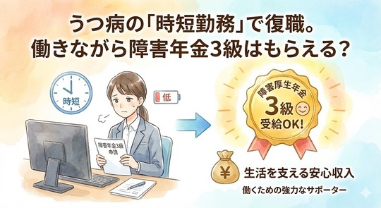 うつ病の「時短勤務」で復職。働きながら障害年金3級はもらえる？