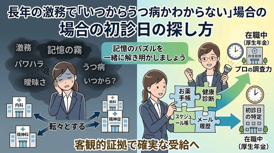 長年の激務で「いつからうつ病かわからない」場合の初診日の探し方