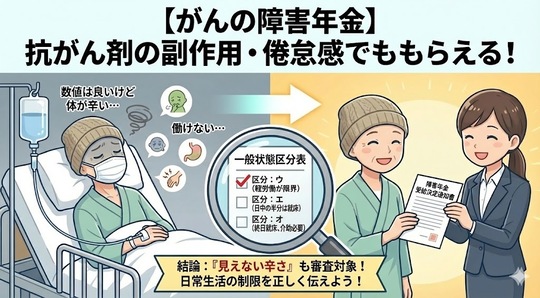 【がんの障害年金】抗がん剤の副作用・倦怠感でももらえる！