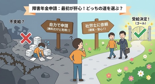 障害年金申請：最初が肝心！どっちの道を選ぶ？