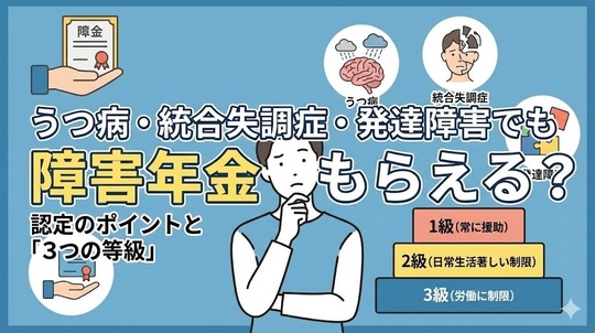 うつ病・統合失調症・発達障害でも障害年金はもらえる？