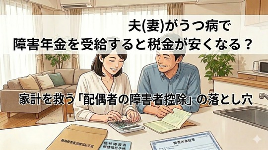 夫(妻)がうつ病で障害年金を受給すると税金が安くなる？家計を救う「配偶者の障害者控除」の落とし穴