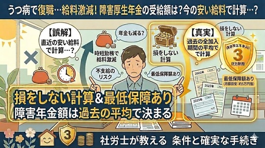 うつ病で復職して給料が激減…。障害厚生年金の「受給額」は今の安い給料で計算されてしまうの？