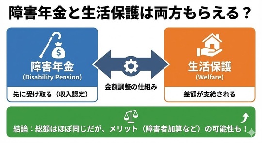 障害年金と生活保護は両方もらえる？